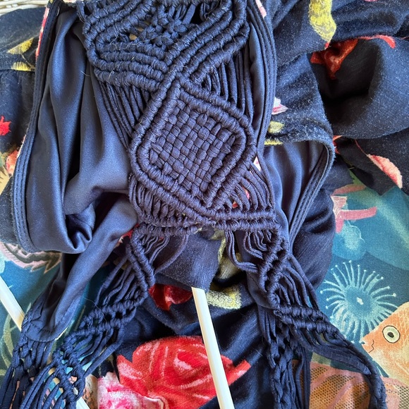 Maurice’s sundress floral maxi side slits.crochet back side strap. Sz L - Picture 5 of 6